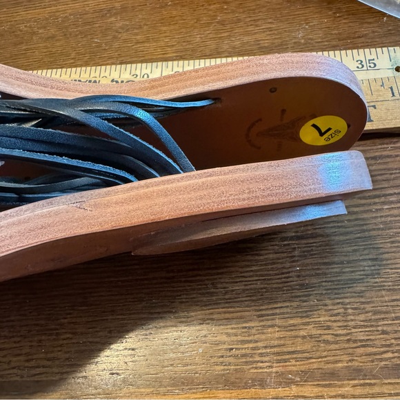 Frye Boots Valley Sandals Braided Thong Slip On Black Leather Size 7 NWT NEW - Picture 7 of 7